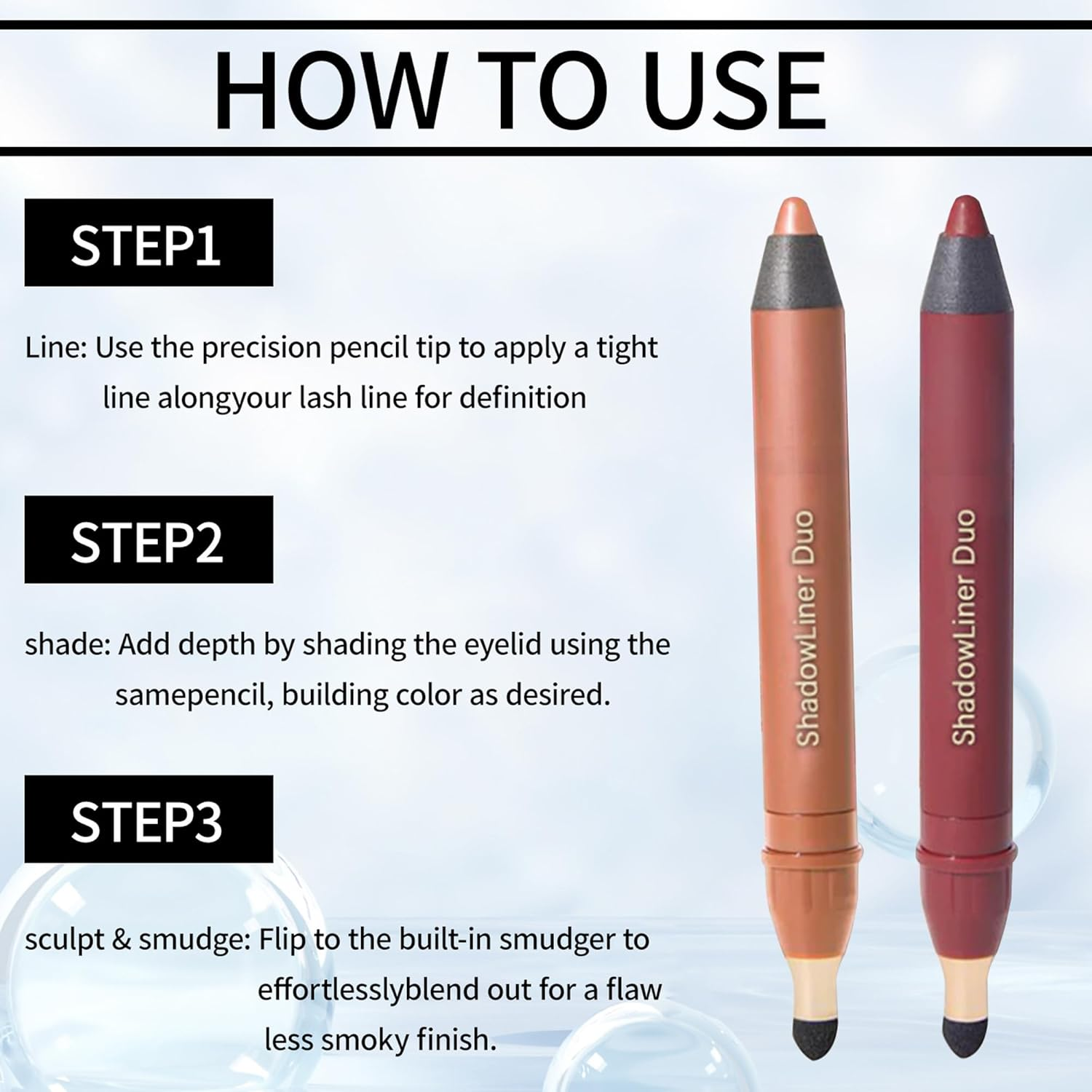 FLYTIN Shadow Liner 2-In-1 Eyeliner & Eyeshadow, Waterproof, Smudge-Proof Duo Eyeshadow Stick with Smudge Brush, Duo Stick for Effortless Smoky or Natural Eye Makeup (5.6) image number 2