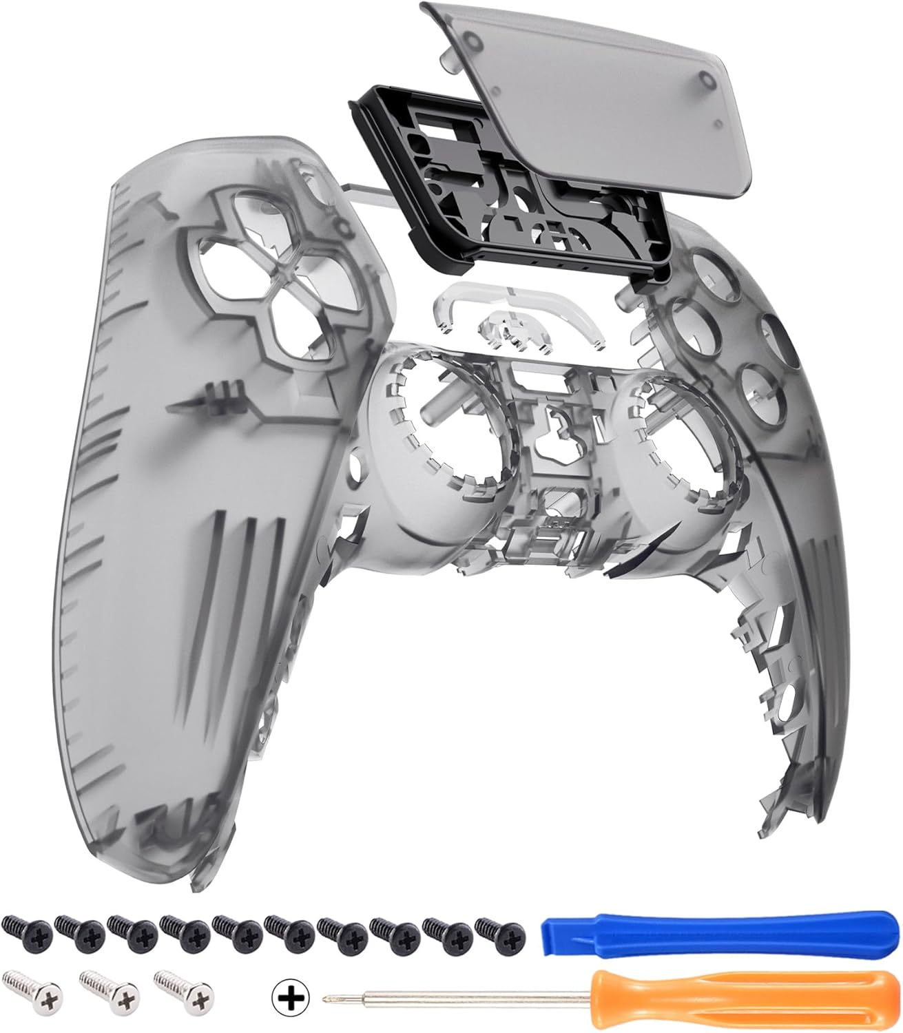 Extremerate Chrome Silver Glossy Touchpad Front Shell Compatible with P S 5 Controller BDM-010 020 030 040 050, DIY Replacement Shell Custom Touch Pad Cover Compatible with P S 5 Controller image number 1