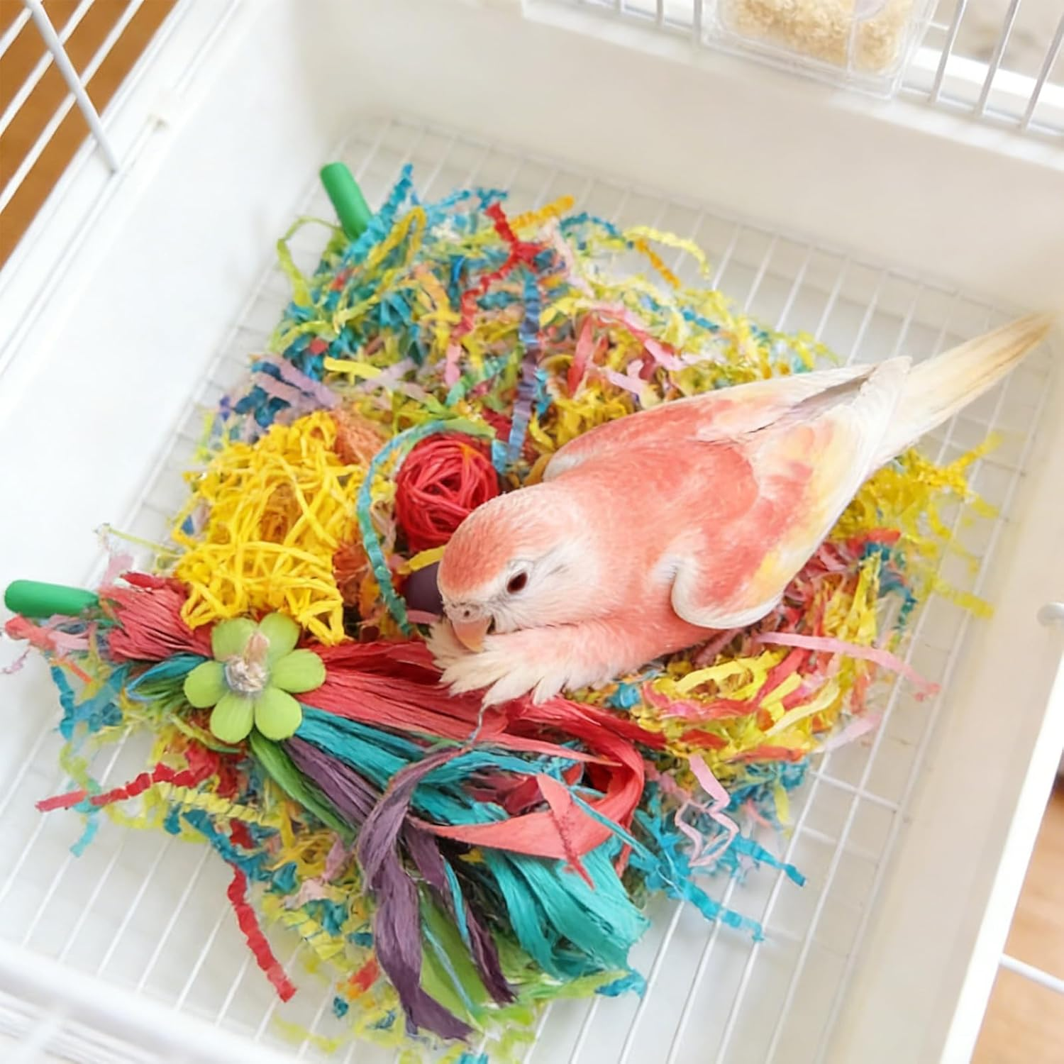Celblisora Bird Toys for Parakeets,Conure Toys, Bird Grass Mat,Bird Swings Parrot Climbing Hammock,Cockatiel,Sun Conure, Lovebird, Budgie,Small Birds image number 3