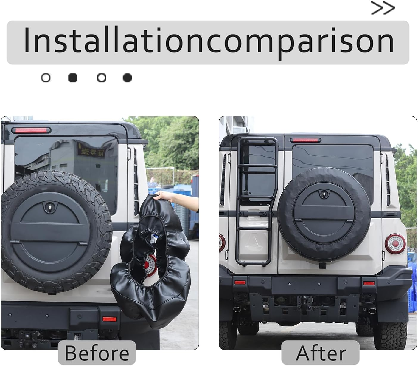 DIYUCAR Car Tailgate Replacement Wheel Cover, Leather Tyre Cover, Waterproof Sun Protection Tyre Cover, Compatible with Ineos Grenadier 2020-2024 (Style B) image number 3