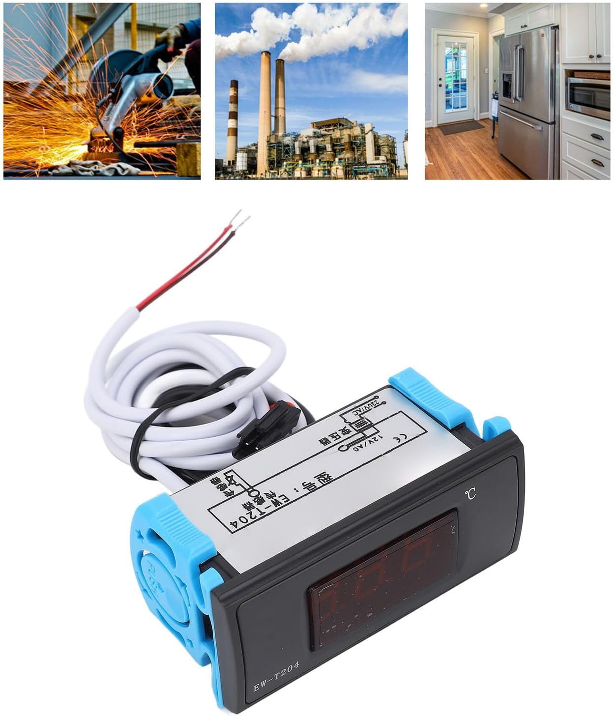 Fdit Digital Thermostat Dual Display Temperature Controller for Efficient Work AC12V ABS Material image number 3
