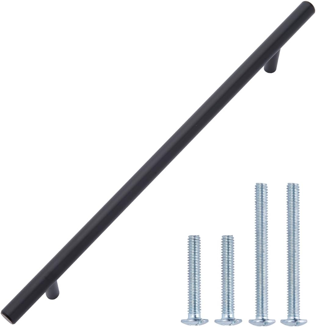 Amazon Basics Euro Bar Cabinet Handle (9.52Mm Diameter), 25.4Cm Length (19.05Cm Hole Center), Flat Black, 10-Pack image number 3
