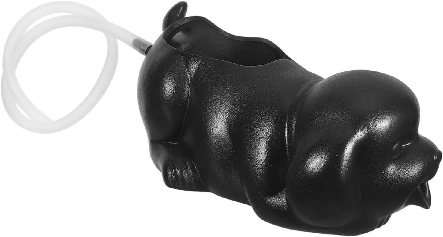 BESPORTBLE Ceramic Puppy Fountain Spitter for Outdoor Garden with Ancient Swamp Filtration Interactive Aquarium Decor Encouraging Fish Activity Water Purification Planter for Indoor And