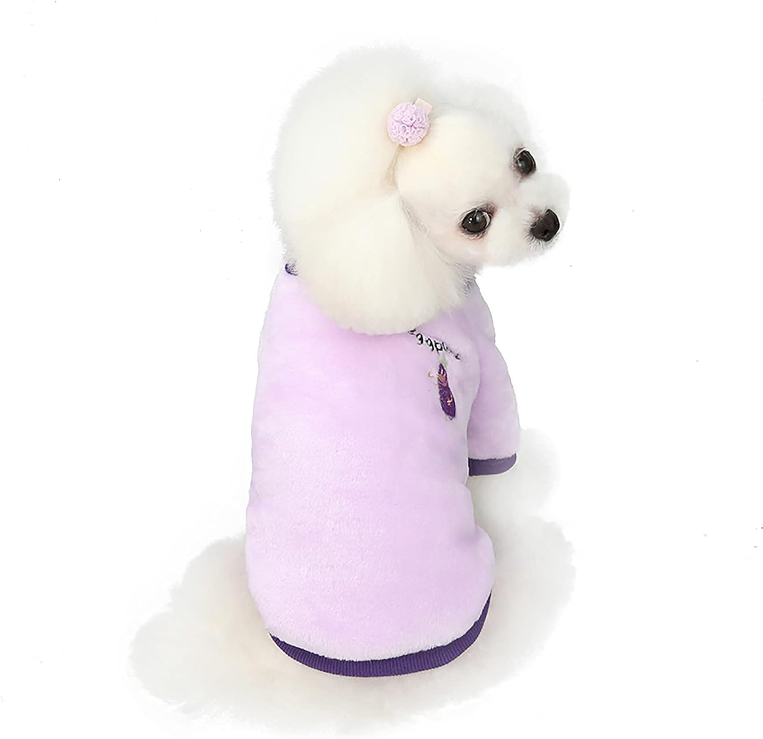 Dog Clothes Fleece Woolen Sweater Winter Warm Coat Fruit Pajamas for Small Medium Dog Cat Purple XXL image number 6