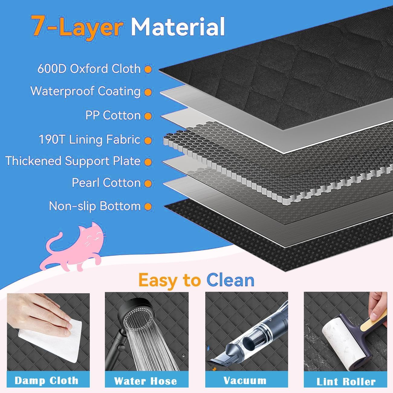 Back Seat Extender for Dogs Hard Bottom Holds 400Lbs, Sturdy Dog Car Seat Cover for Back Seat, Waterproof and Non-Slip Pets Backseat Protector with Mesh Window and Storage Pocket for Car SUV image number 2