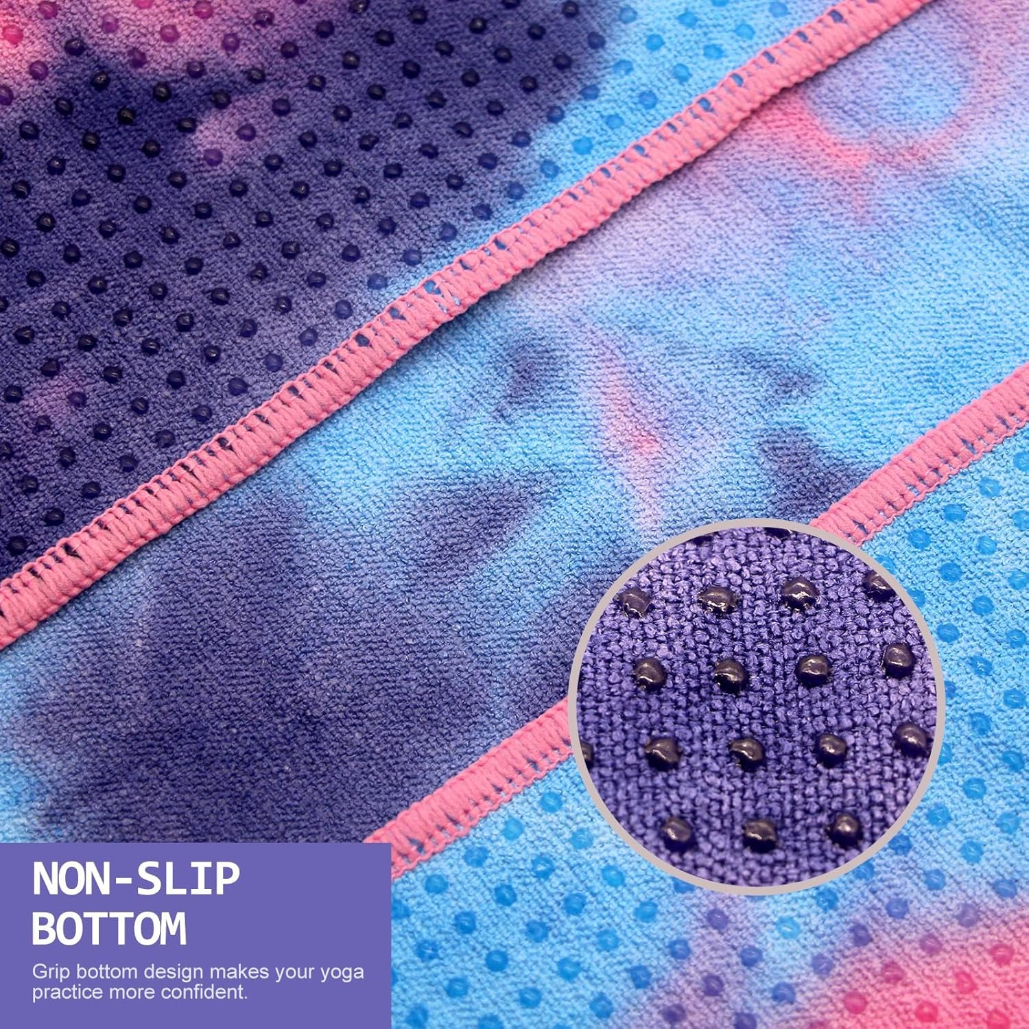 Hot Yoga Towel, Microfiber Non Slip Yoga Mat Towel, 183&times;63Cm, with Grip Dot Sweat Absorbent Towel, Foldable Skidless, for Hot Yoga, Pilates and Fitness image number 3