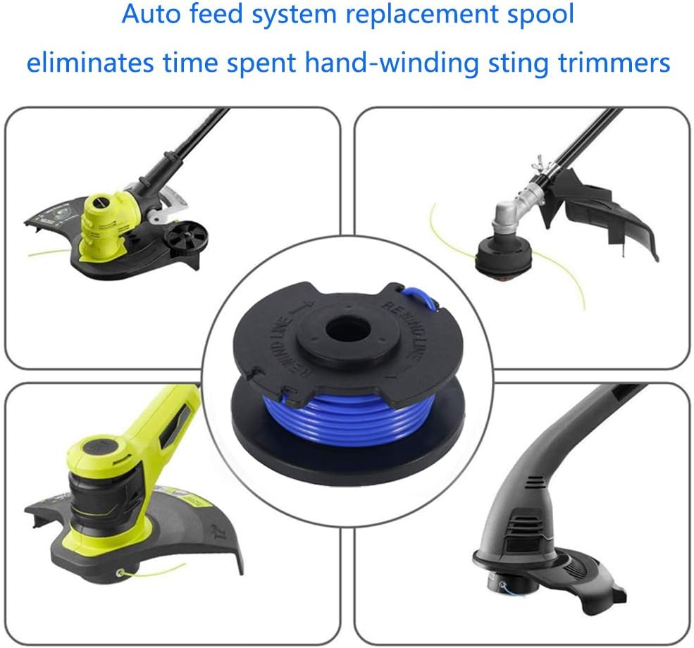 AC14RL3A 0.065" Autofeed String Trimmer Replacement Spool Line Compatible with Ryobi One+ AC14RL3A 18V, 24V,40V Cordless Trimmers,10 Pack (8 Replacement Spool, 2 Trimmer Cap),By LIYYOO image number 2