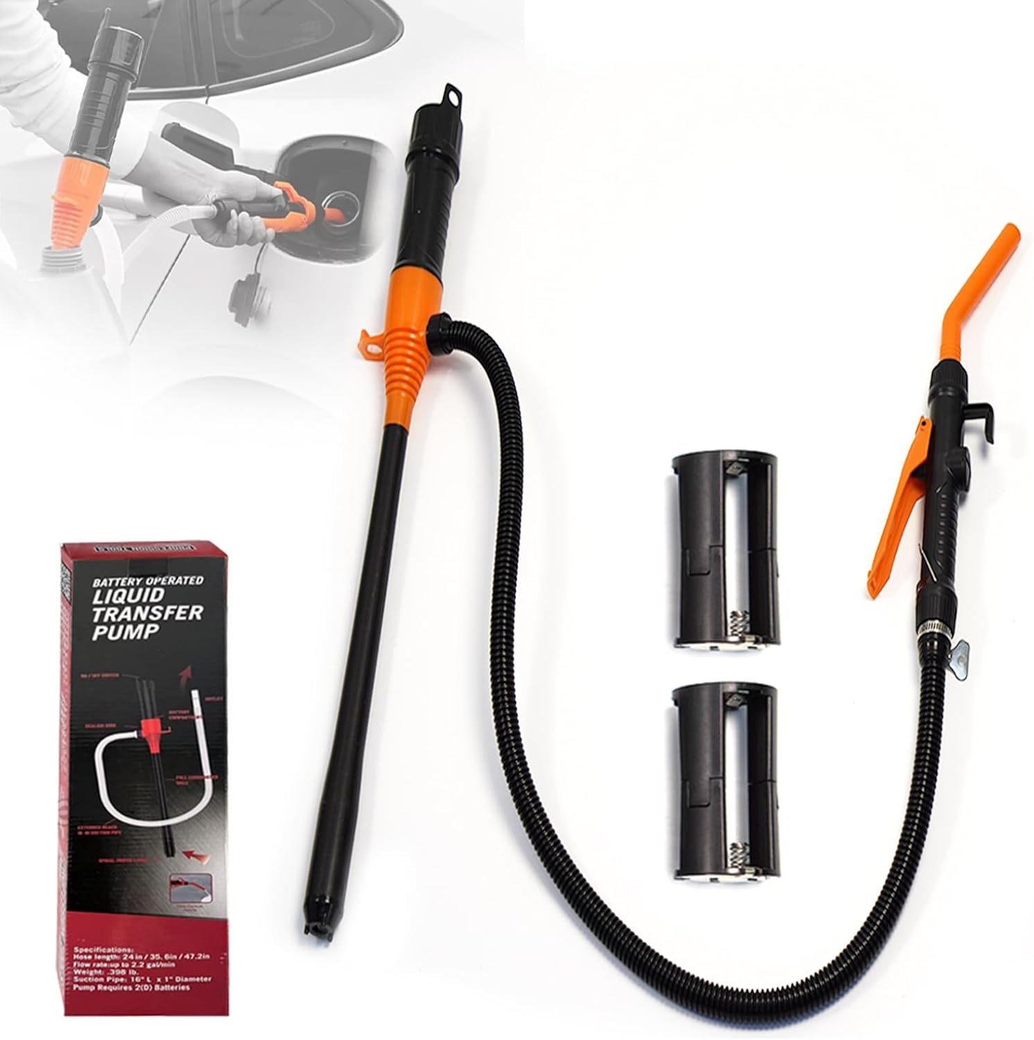 2.4 Gallons Electric Syphon Pump Battery Operated Petrol Oil Water Fuel Transfer Blue