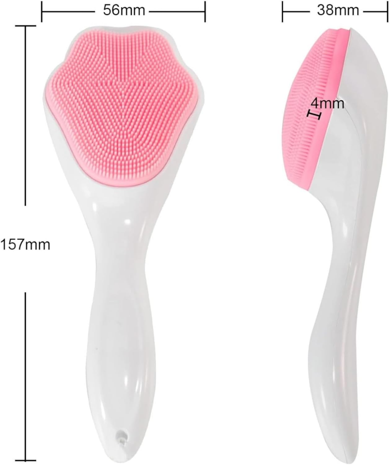 2 Pack Silicone Face Scrubber, 4 in 1 Facial Cleansing Brush, Handheld Face Wash Brush for Pore Cleansing, Gentle Exfoliating, Removing Blackhead, Green and Pink image number 2
