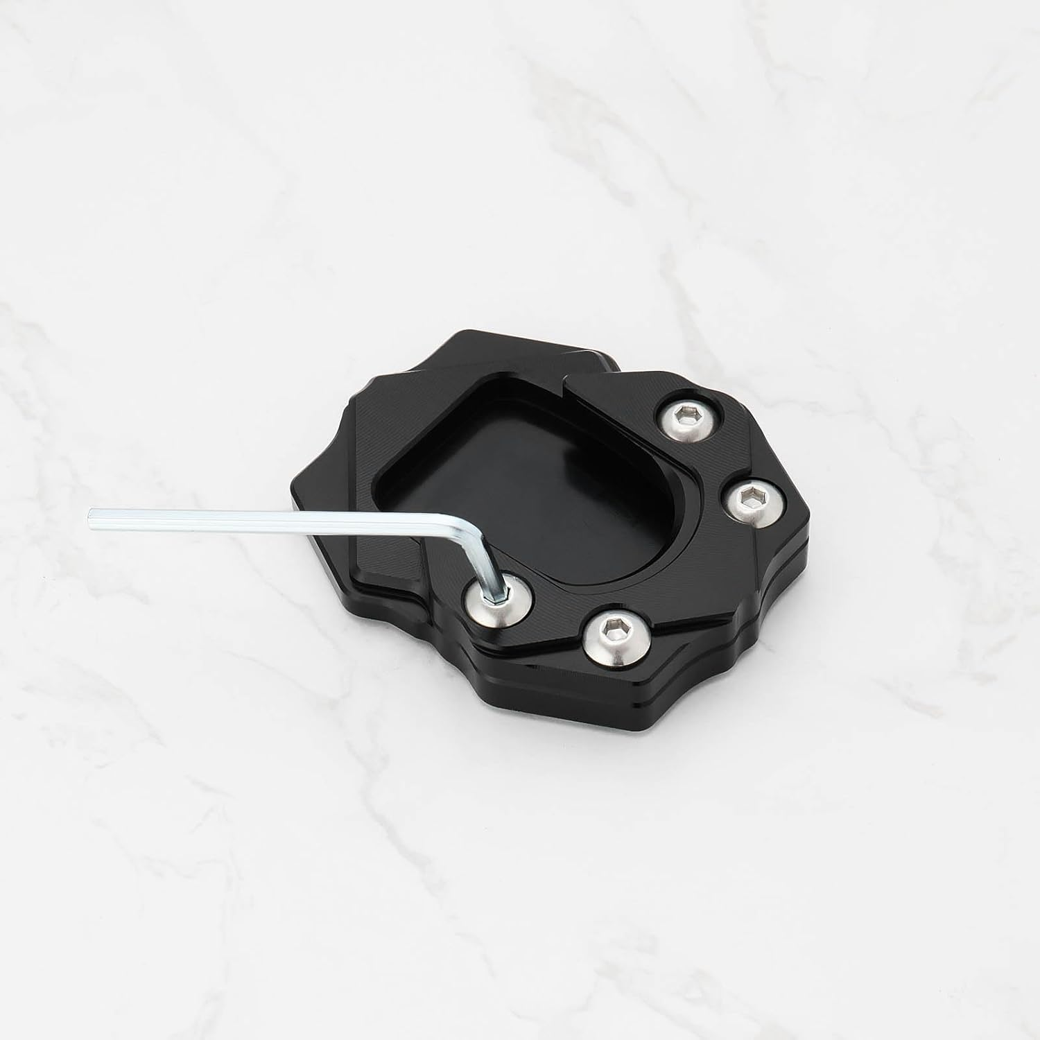 LT Easiyl 1PC Motorbike Kickstand Pad Aluminum Alloy Foot Side Stand Enlarge Extension Pad 69.6X55.9Mm Compatible with Piaggio Vespa GTS GTV 250 300 2013-2023 Black image number 6