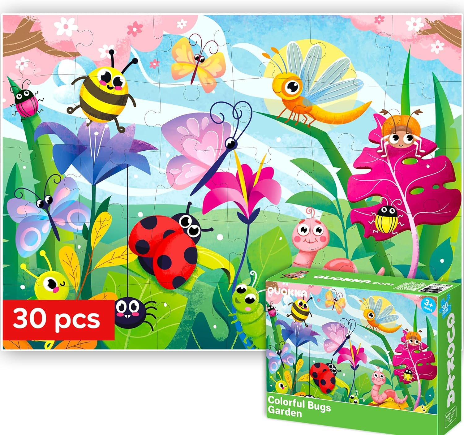 QUOKKA 30 Pcs Solo Assortment Puzzles for Kids Ages 3-6 | Toy for Learning Dinosaurs for 3-6 Year Old | Jigsaw Dino Game Boy and Girl