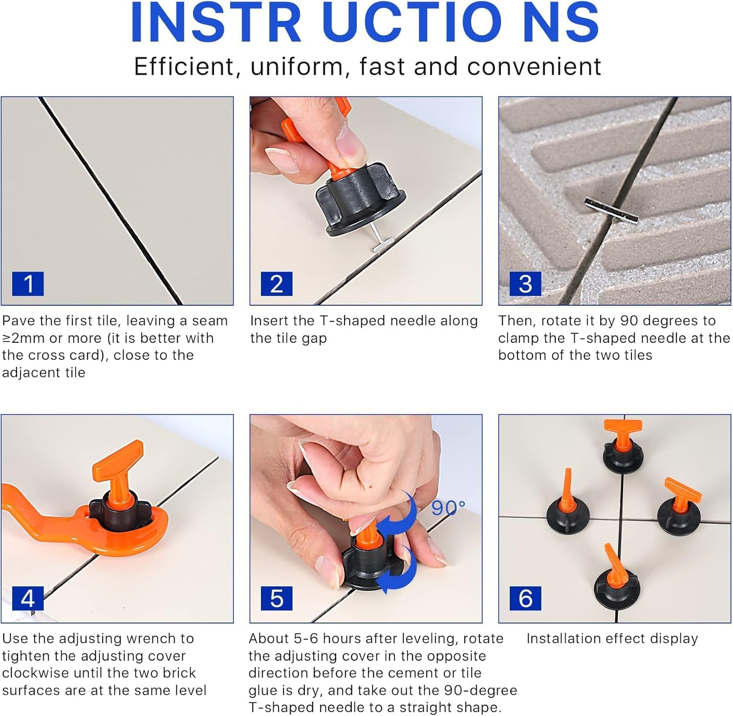 Walquicks 50Pcs Reusable Tile Leveler Spacers Kit with Special Wrench, Tile Leveling System for Floors and Walls - DIY Tiling Installation Tool for Building & Renovation image number 5