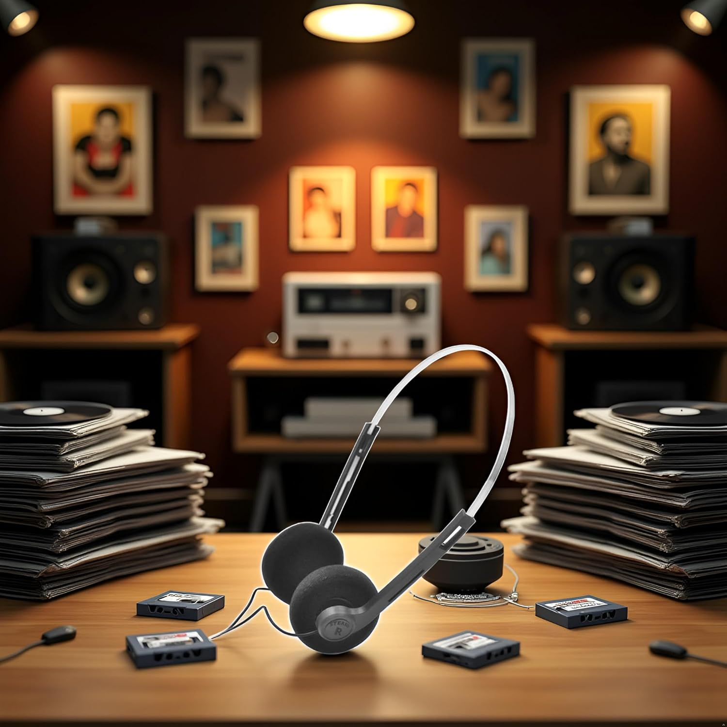 Black Retro Over-Ear Earphones,Mini Stereo Lightweight Headphones with Cord,Hi-Fi Stereo Earphone Headset,80S 90S Vintage Headset Wired, and Earbuds Headphones image number 6