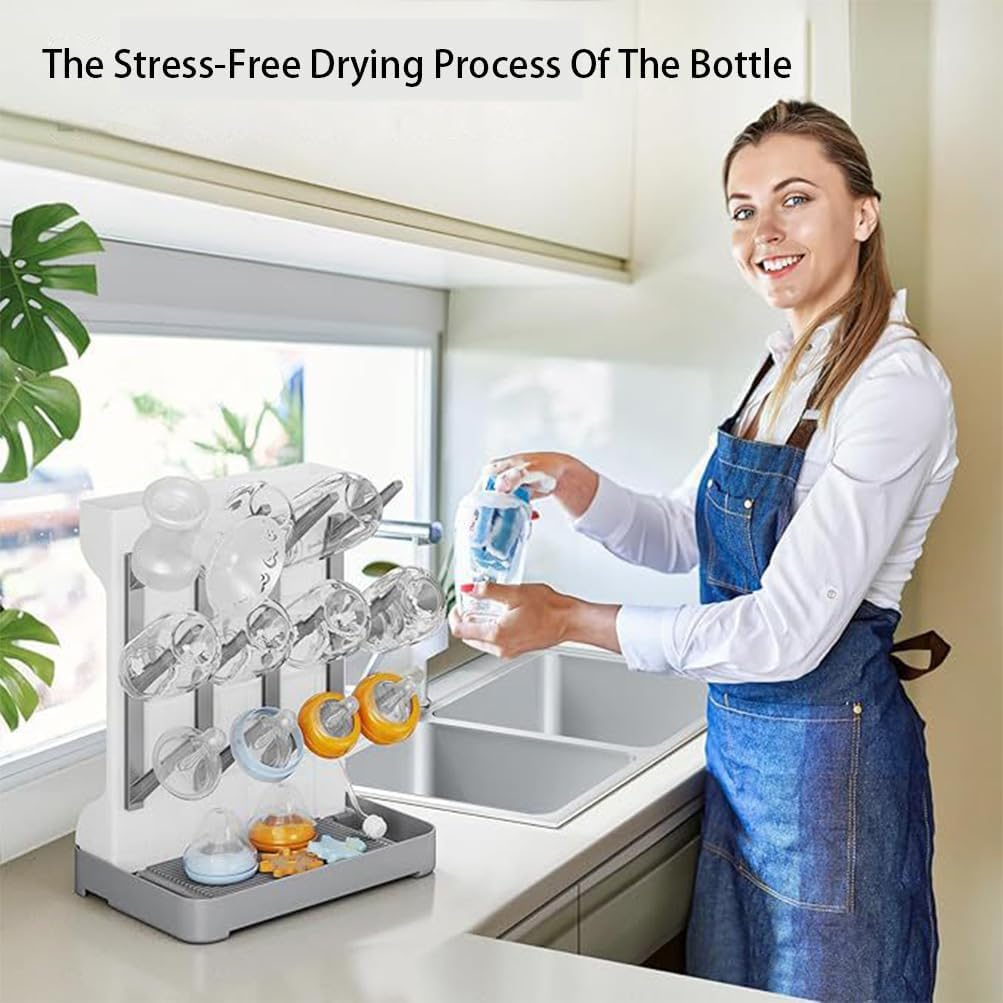 Bottle Drying Rack, Large Vertical Bottle Dryer Rack Holder, Baby Water Cup Drain Shelf, Water Cup Shelf for Bottles, Teats, Cups, Pump Parts and Accessories image number 6