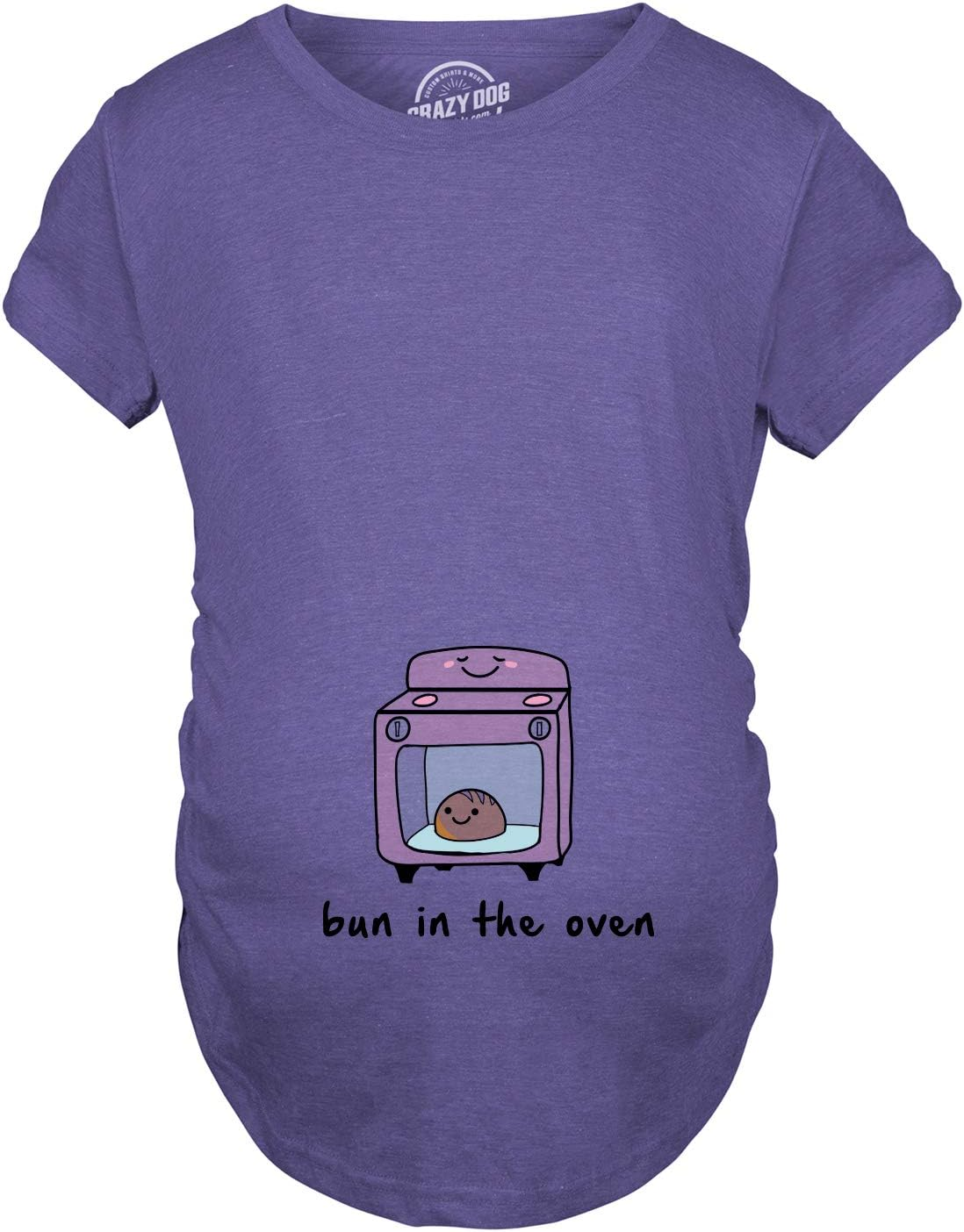 Crazy Dog T-Shirts Maternity Bun in the Oven T Shirt Funny Pregnancy Announcement New Baby Tee image number 6