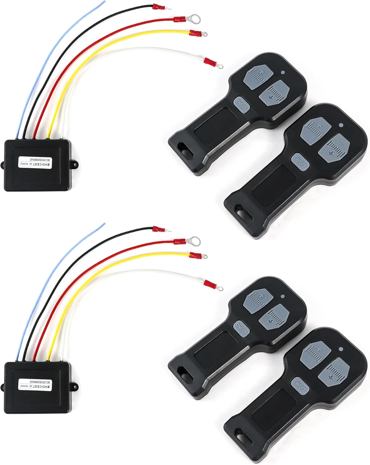 QWORK 12V Car Wireless Winch Electric Remote Control, 4 Pack Universal Mini 5 Wire Control Winch with Dual Manual Matching Transmitter Kit for Truck, ATV and SUV Winch Wireless System image number 5