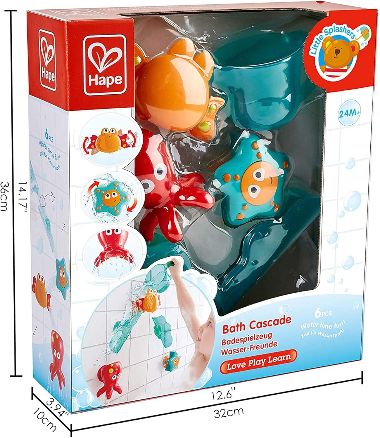 Hape E0215 Bath Cascade | Suction Cup Dancing Sea Creature Bath Time Play Set image number 4