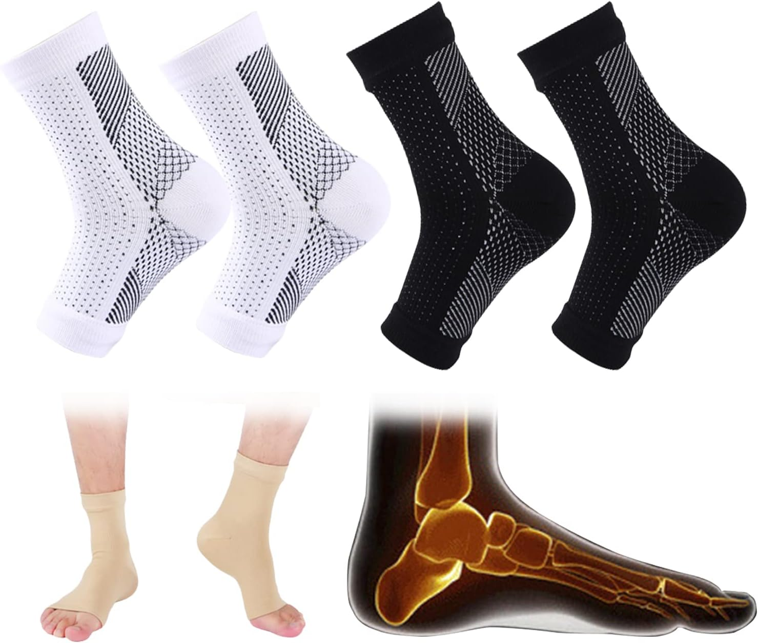 4 Pairs Neuropathy Socks Neuropathy Compression Socks, Soothe Socks for Neuropathy Pain image number 1
