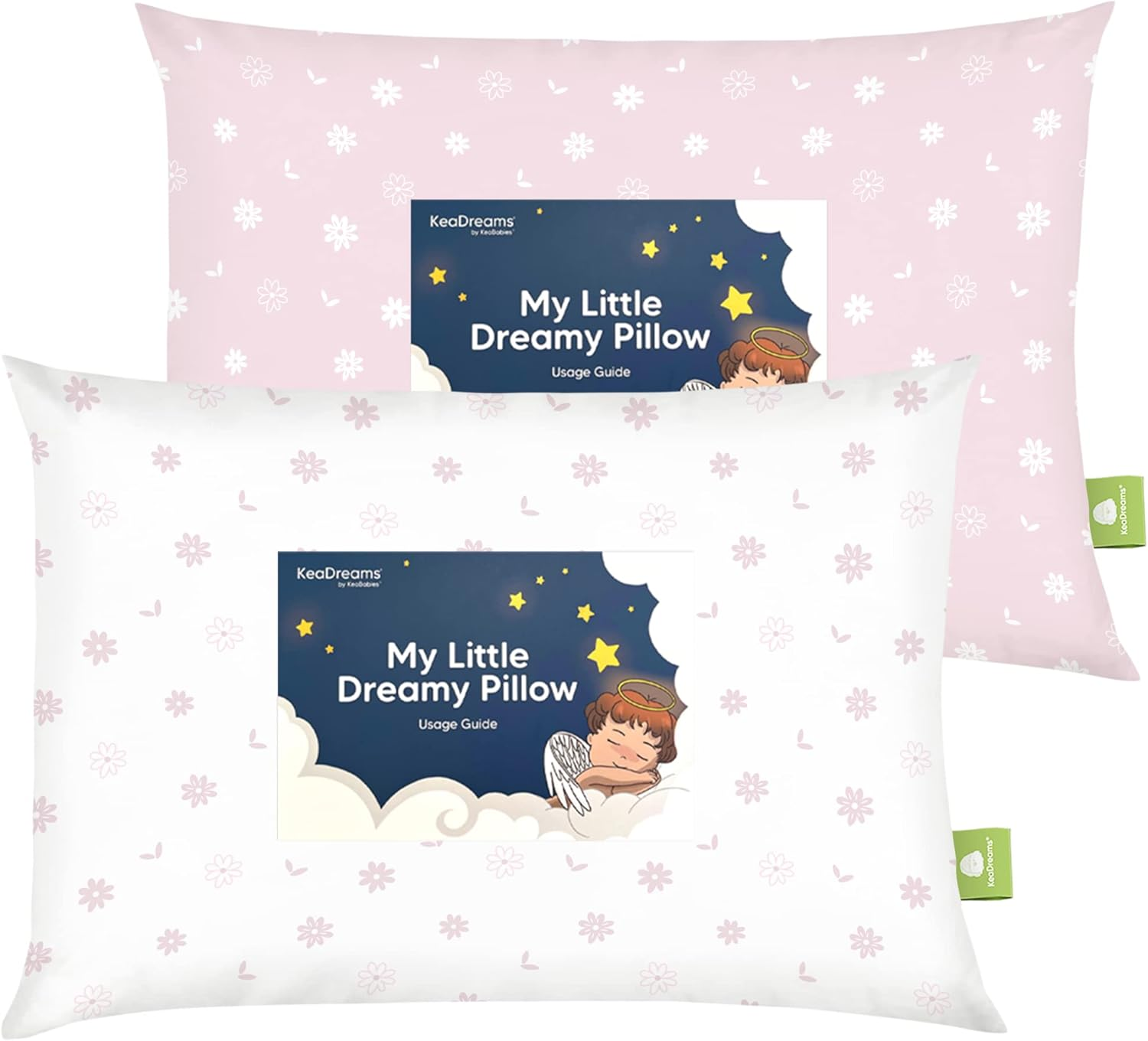 2-Pack Toddler Pillow - Soft Organic Cotton Toddler Pillows for Sleeping - Small Pillow for Kids - Kids Pillows for Sleeping - Kids Pillow for Travel, School, Nap, Age 2 to 5 (Daisy)