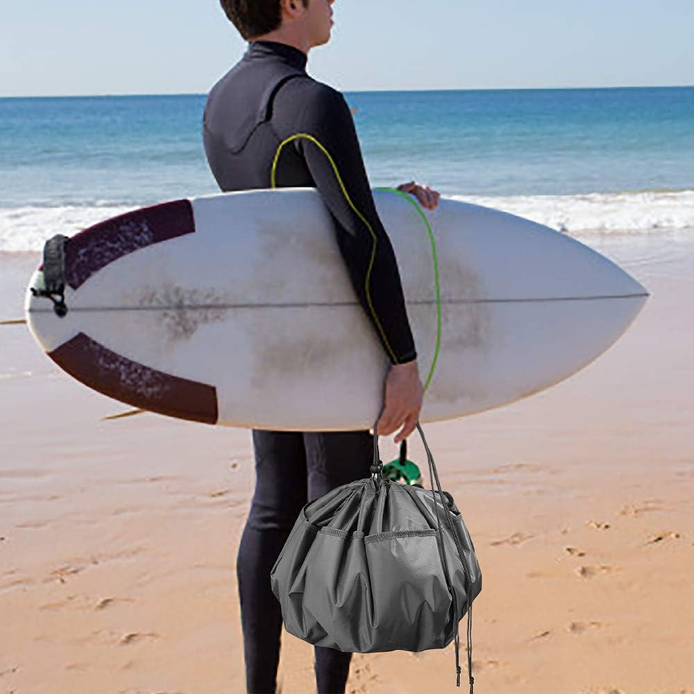 SUN CUBE Wetsuit Changing Mat, Waterproof Surf Bag, Drawstring Wetsuit Bag, Surfing Accessories for Kayakers, Dry Bag for Beach, Durable Compact No Leak Mat for Scuba (Gray), Gray, One Size - Gray image number 5