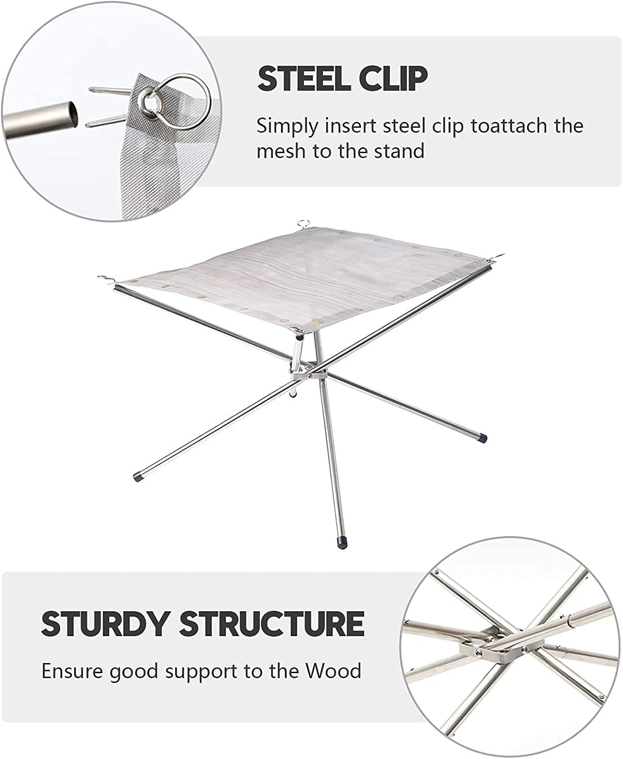 22 Inch Portable Outdoor Fire Pit, Collapsing Steel Mesh Fireplace - Perfect for Camping, Backyard and Garden - Carrying Bag Included