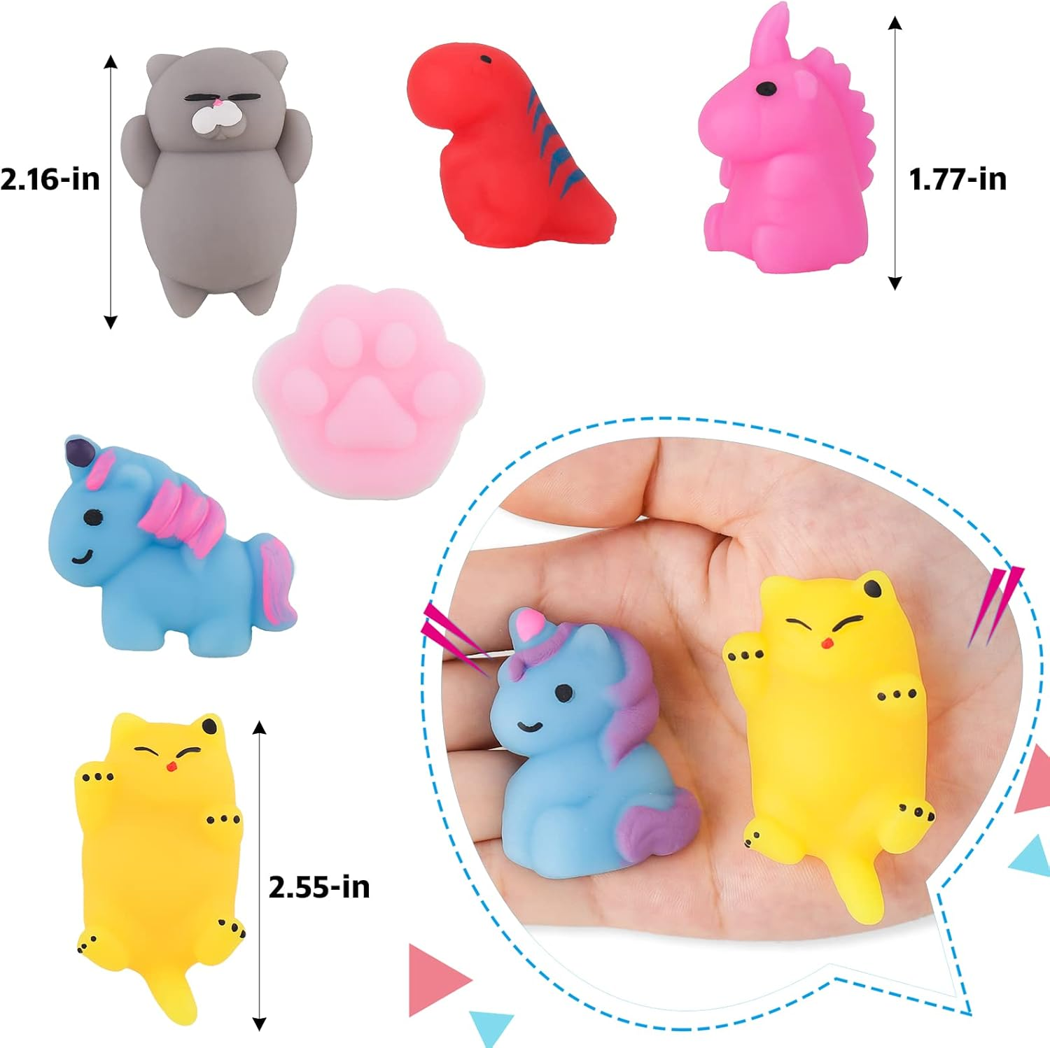 Squishies 100 Pcs Mochi Squishy Toys,Kids Party Favors Kawaii Mini Squishy Toy,Stress Relief Toys Squishies Bulk Toys, Classroom Prizes Birthday Party Gifts for Kids Adults image number 4