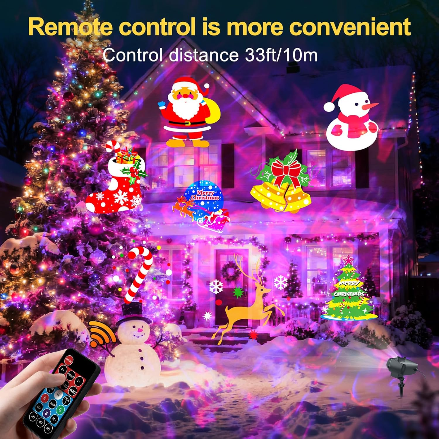 Halloween Projector Window Waterproof 2-In-1 Halloween Christmas Projector Outdoor with 10HD Films and 10 Colours Sea Waves with Remote Control and Timer for Holidays, Parties, Decoration, Garden image number 2