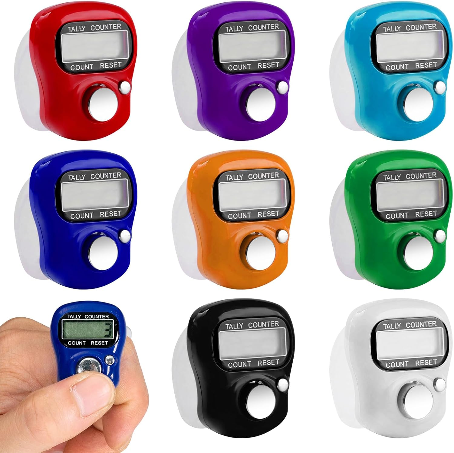 Electronic Finger Tally Counter, 8 Pcs Clicker Counter, Counters, Mini LCD Digital Display Tally Counter, Mini Digital Display Handheld Clicker Pitch Counter (Not Including Battery) image number 5