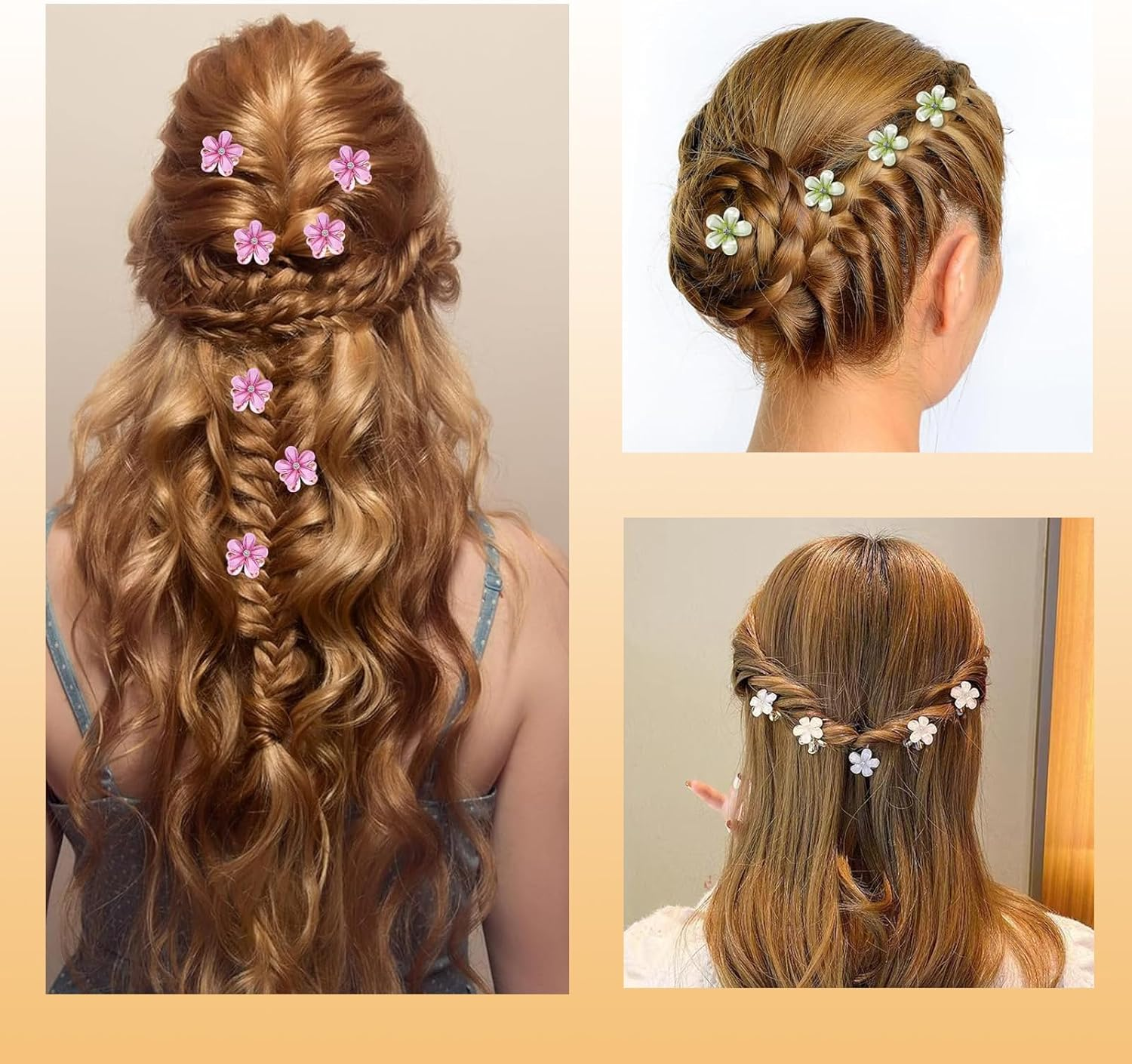 FISH DRAGATE Pack of 18 Flower Hair Clips, Small Flower Hair Clip, 9 Colours Flower Hair Clip, Flower Accessories, Flower Hair Clip, Mini Diamond Hair Clips for Girls, Women, Wedding, Party