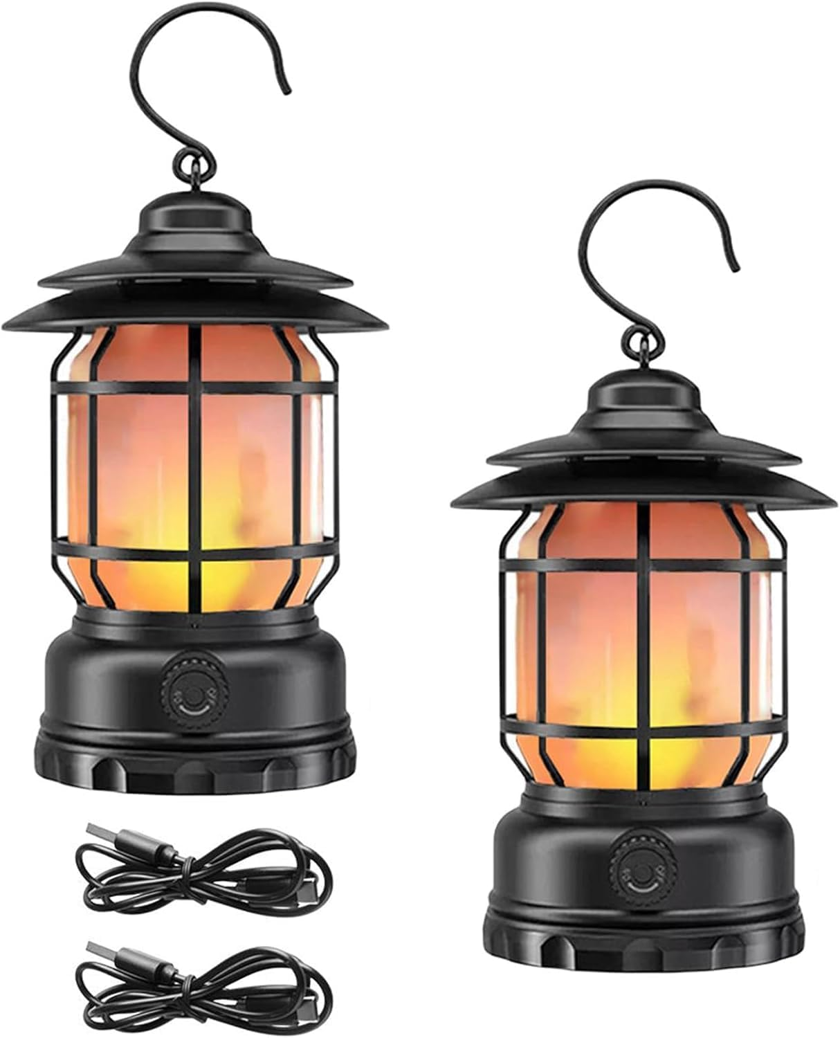 Clearhill Rechargeable Camping Lantern, Flame Decorative Table Lamp, 2 Modes LED Light with Hook,Dimmable Vintage Style,Portable Waterproof Camping Light for Indoor/Outdoor Use image number 5