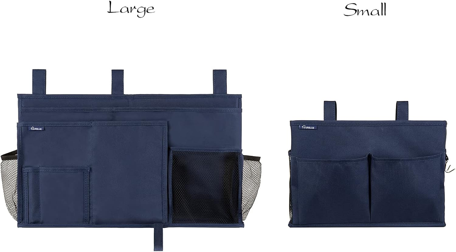 Surblue Bedside Caddy Hanging Bed Organizer Storage Bag Pocket for Bunk and Hospital Beds, College Dorm Rooms Baby Bed Rails, Camp 4 Pockets and 2 Hooks (Blue) image number 7