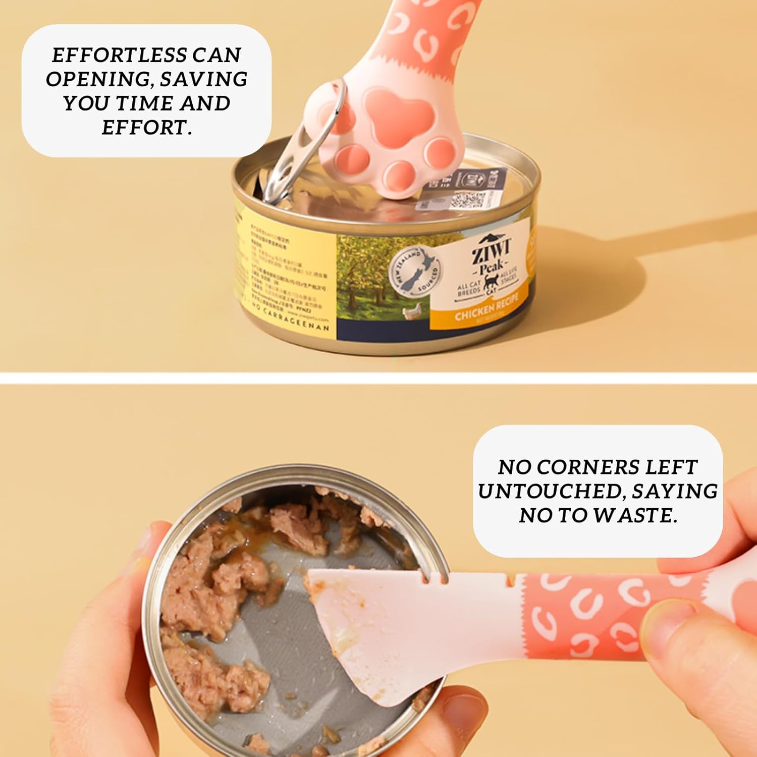2 Pcs Pet Food Can Lids & One Can Spoon Cute Paw Shape Opener Spatula Cat Wet Food Spoon Silicone Can Covers Pet Food Can Spoon Pet Can Opener Pet Can Food Feeding Tool (Grey+White/Pink) image number 4
