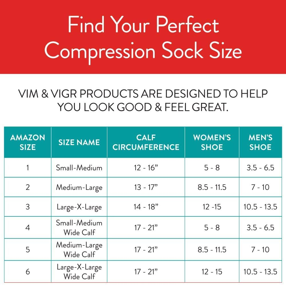 VIM & VIGR 30-40 Mmhg Medical Grade Compression Socks for Women & Men image number 6