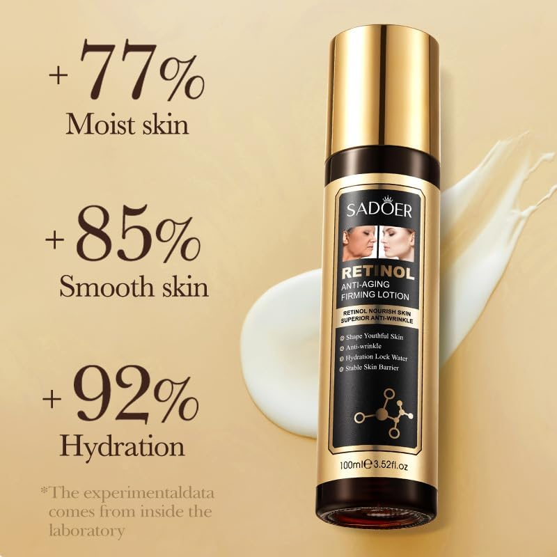 Retinol Water Emulsion anti Wrinkle and Firming Lotion, Moisturizing, Nourishing and Tender Skin.(Lotion 100Ml) image number 4