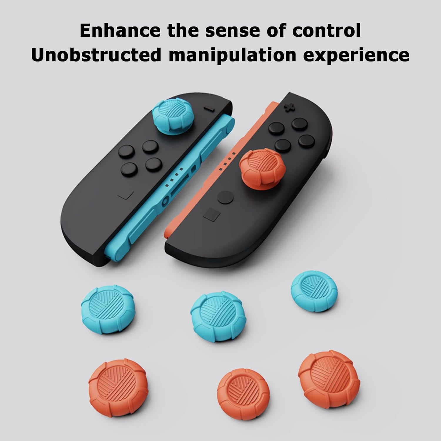 For Nintendo Switch 2 Thumb Grip (2025), Ergonomic Joycon Stick Covers Thumb Grip Caps Compatible with Switch2, for Improved Grip & Durability (Blue&Orange_3Pairs(6Pcs)) image number 6