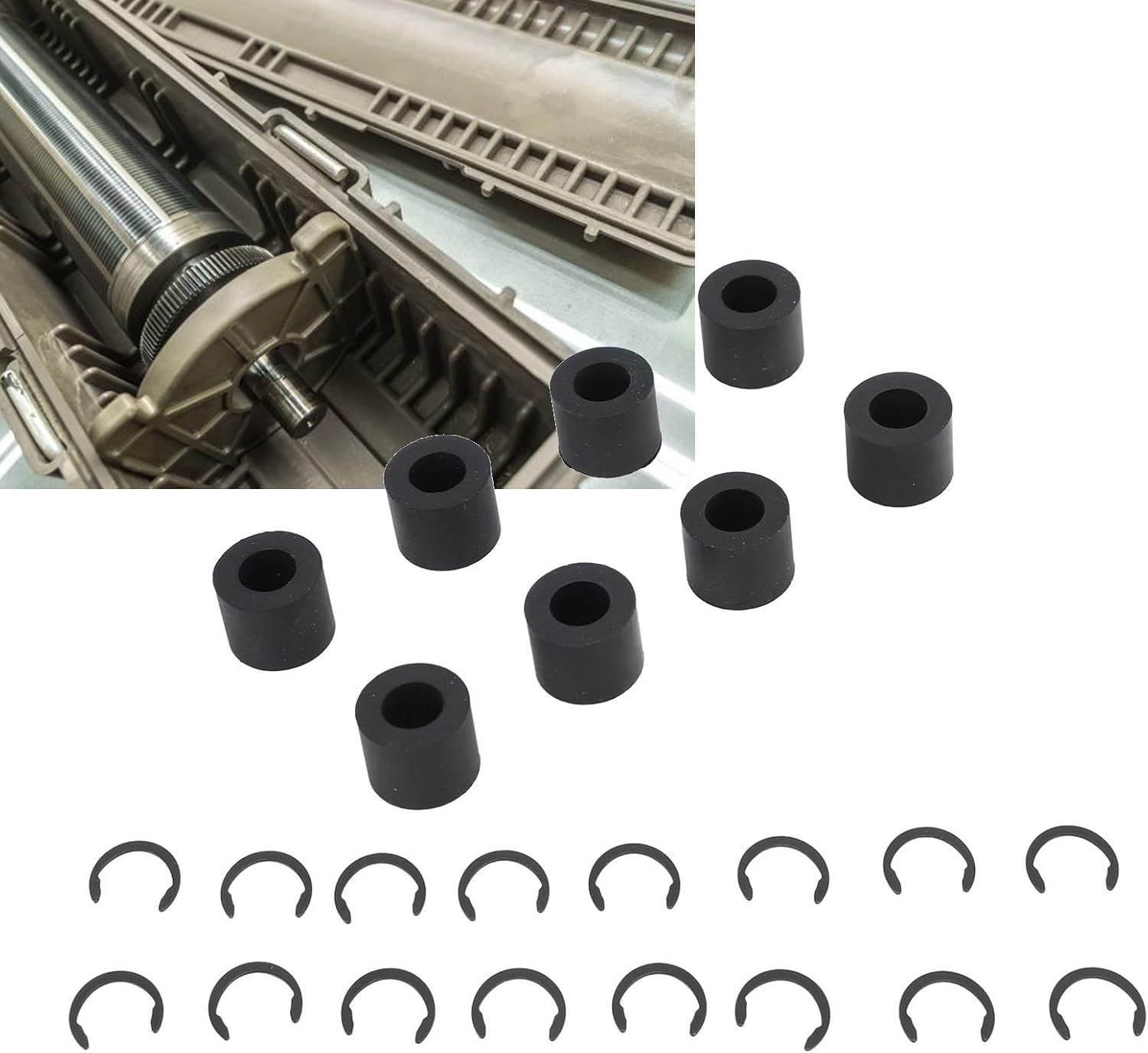 Spare Rubber Rollers Replacement for Cricut Maker for Maker 3, Prevents Slipping Mat Guide Spare Rubber Wheel with 16 Fixing Ring, 8Pcs Rubber Roller Resolution image number 4