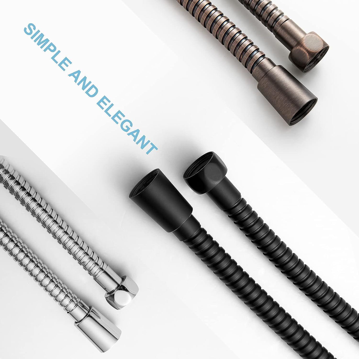 OFFO Shower Hose, 1.2M(48 Inch) Kink Free Stainless Steel Shower Hose Attachment Electroplating Handheld Shower Head Hose Flex Hoses Extension with Brass Insert & Nut for Pet Bathing Cleaning, Chrome image number 2