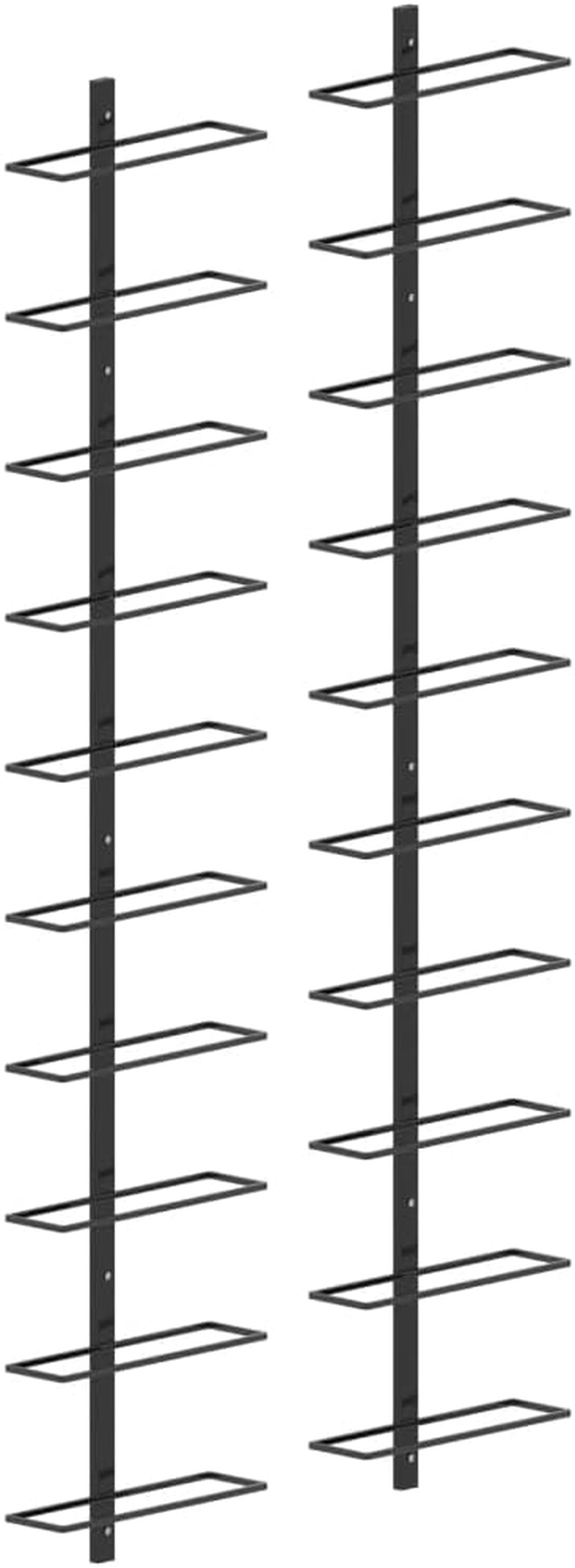 Vidaxl 2Pcs Wall-Mounted Powder-Coated Metal Wine Racks in Black, Holds up to 20 Bottles image number 6