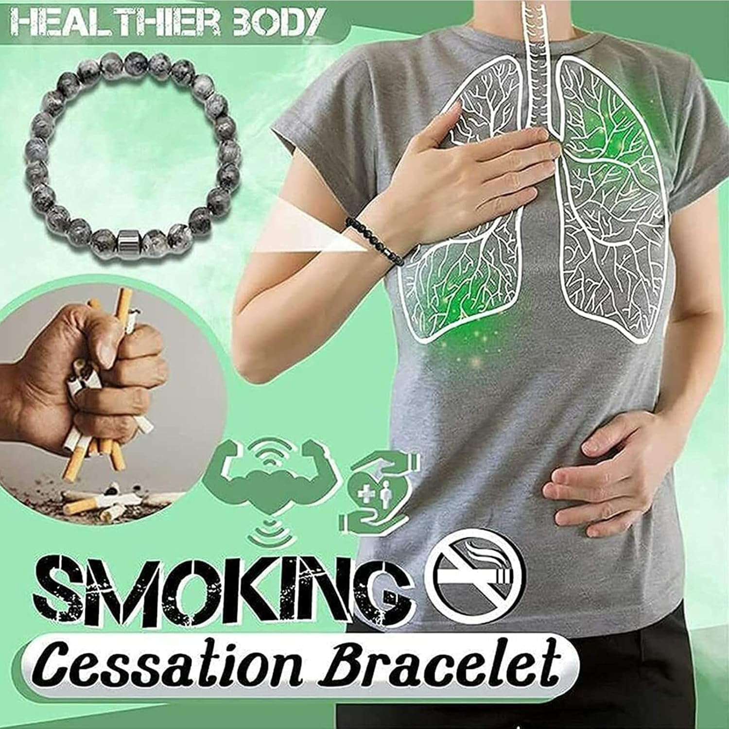 Smoking Cessation Bracelet, Quit Smoking Bracelet , 5PCS anti Anxiety Bracelet for Women Men, anti Smoke Magnetic Therapy Bracelet, Spiritual Bracelet Pain Relief for Weary Muscles & Joints (5Pcs), 宝石 image number 6