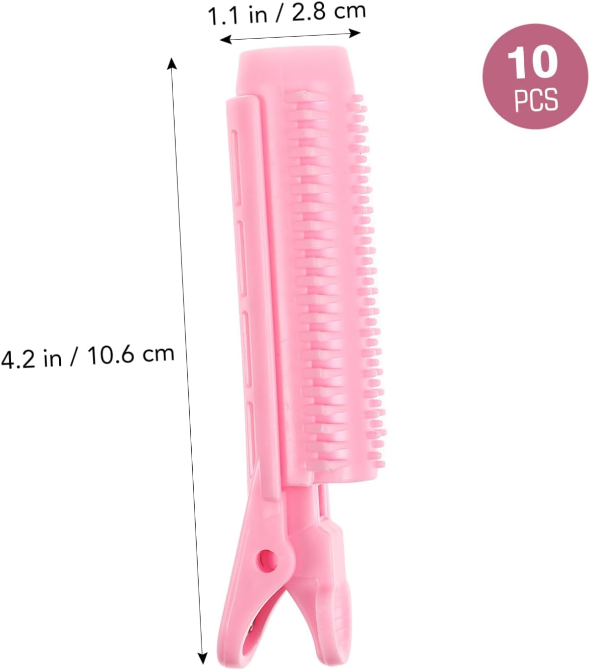 DEARMAMY 10Pcs Pink Hair Rollers for Bangs and Volume Root Clips for Curly Hair Self-Adhesive Roller Jaw Clamps and Sectioning image number 5