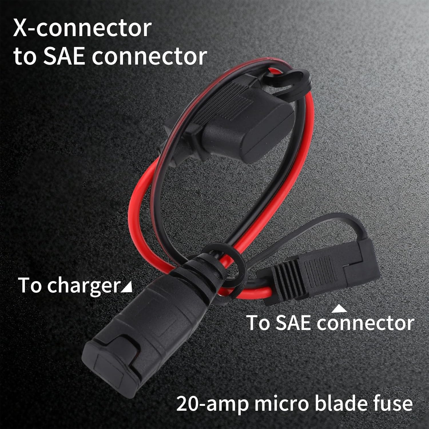 BTFO 1Ft/34Cm SAE SAE Extension Cable, 14AWG Heavy Duty Waterproof Extension Cord with 20A Fuse Compatible with NOCO Genius Smart Battery Chargers for Motorcycle ATV Truck & Car, No Tool Require image number 4