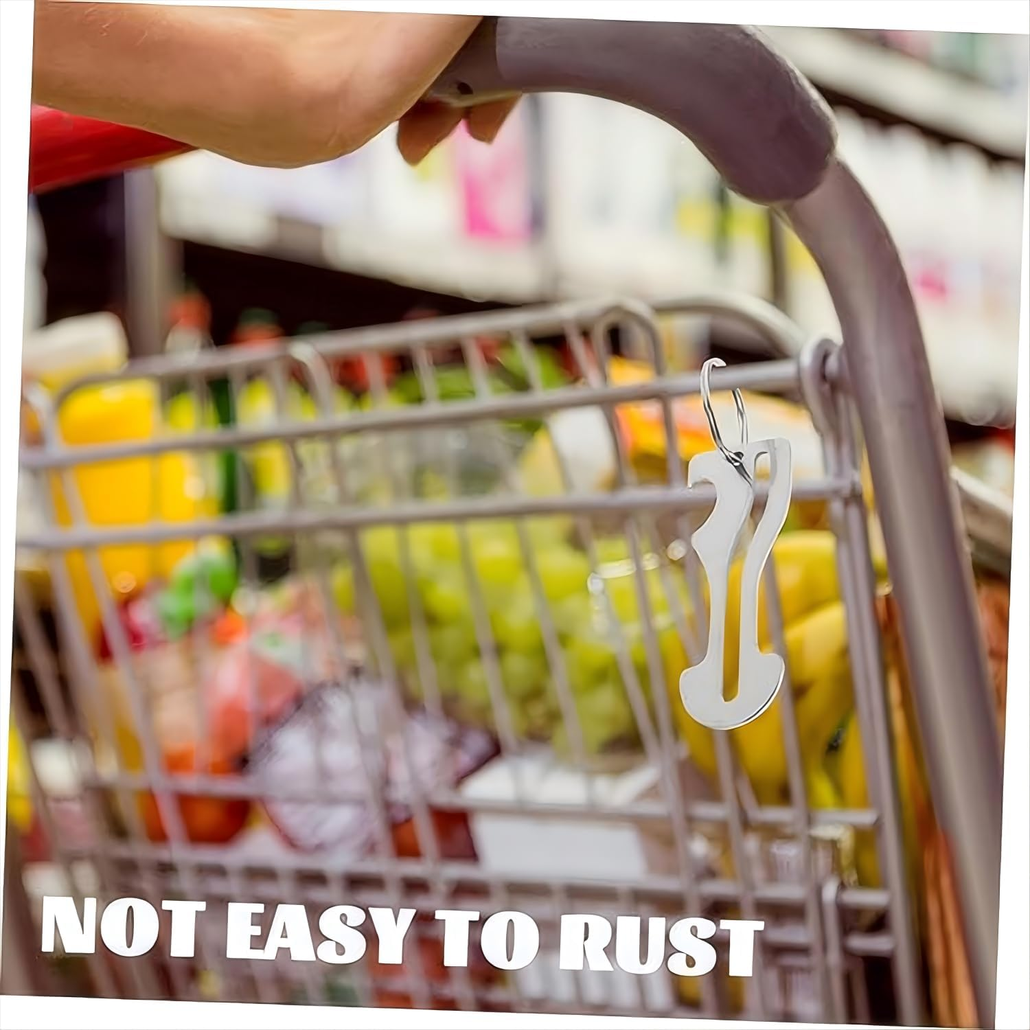 SILHOL 5 Pieces Stainless Steel Trolley Keys, Coinless Shopping Cart Unlocker with Keyring image number 6