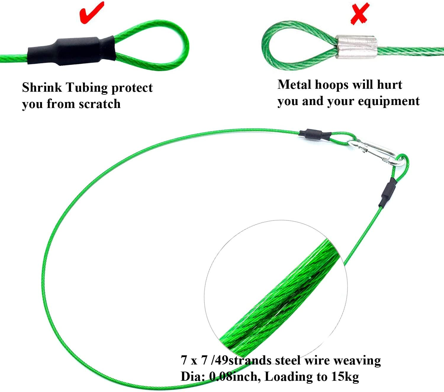 Camera Safety Tether, Stainless Steel Cable Wire Colorful Coating Lanyard with Hook Carabiner Clip for Gopro Hero 7 6 5 4 3 Session DJI Osmo Action and Other Action Camera