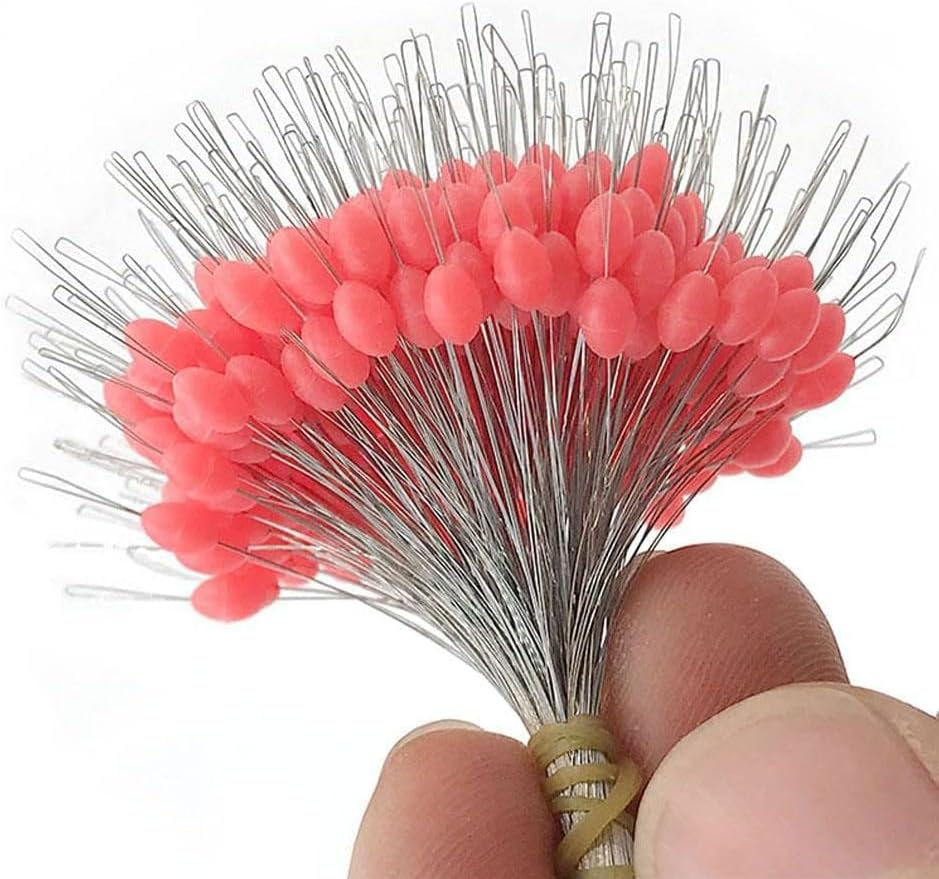 300Pcs Float Rubber Stopper Fishing Rubber Bobber Beads Stopper Bean Fish Line Accessories for 2.5-5.0 Line Red image number 5