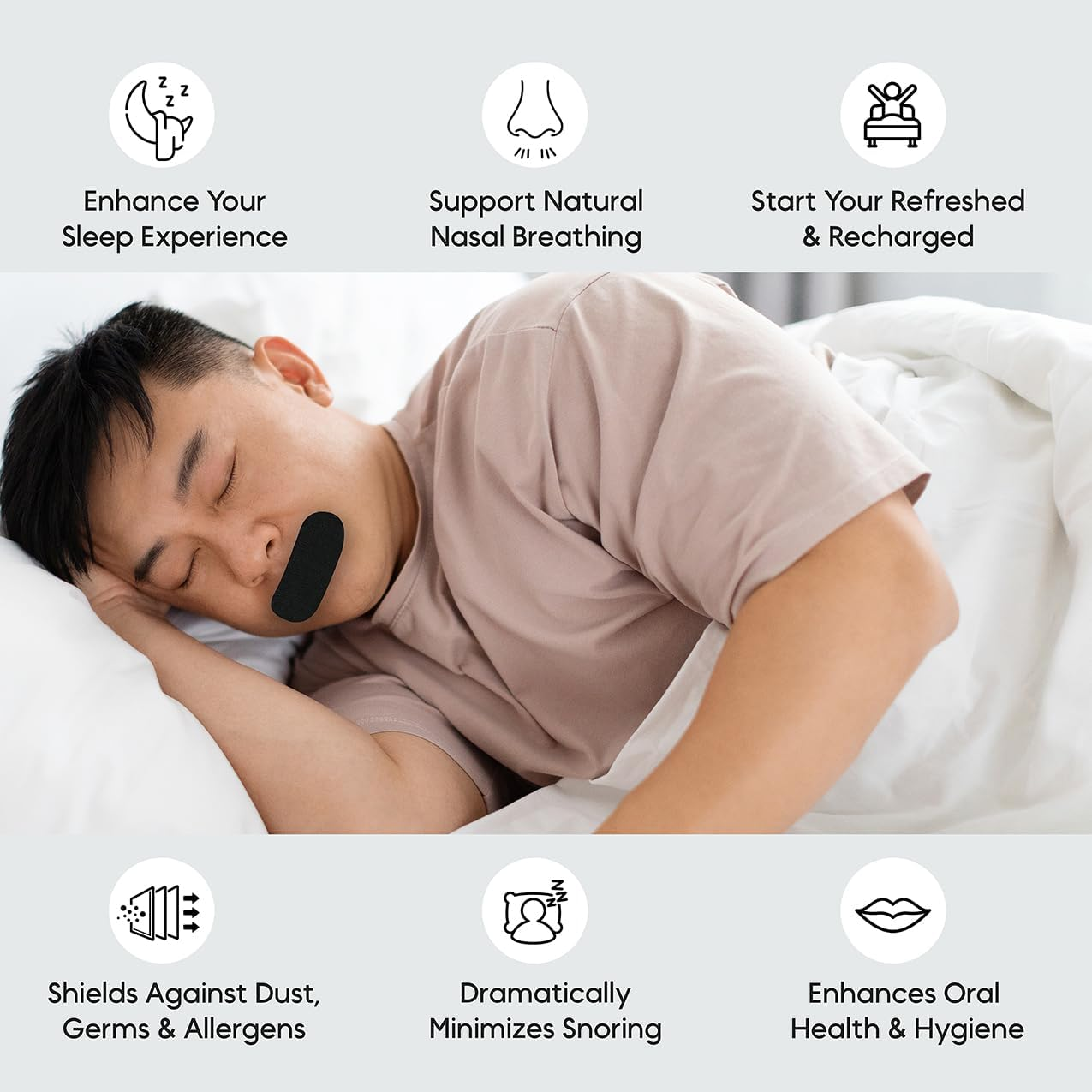 Mouth Tape for Sleeping 50 Pack &ndash; anti Snoring Sleep Strips for Better Sleep, Clear Breathing & Snore Reduction, Hypoallergenic Mouth Tape | Aussie Brand Cozyaus image number 4