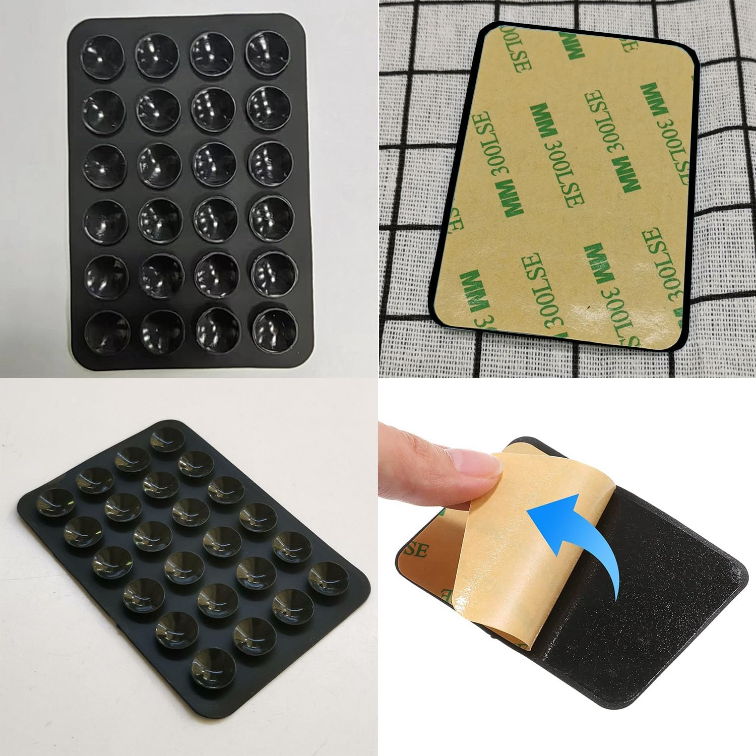 Taicols Suction Cup Mat, 6 Pcs Phone Suction Mat, Phone Case Mount, Silicone Suction Phone Case Adhesive Mount, Silicone Non Mini Hands-Free Mobile Accessory Holder Toy for Selfies and Videos (Black) image number 4