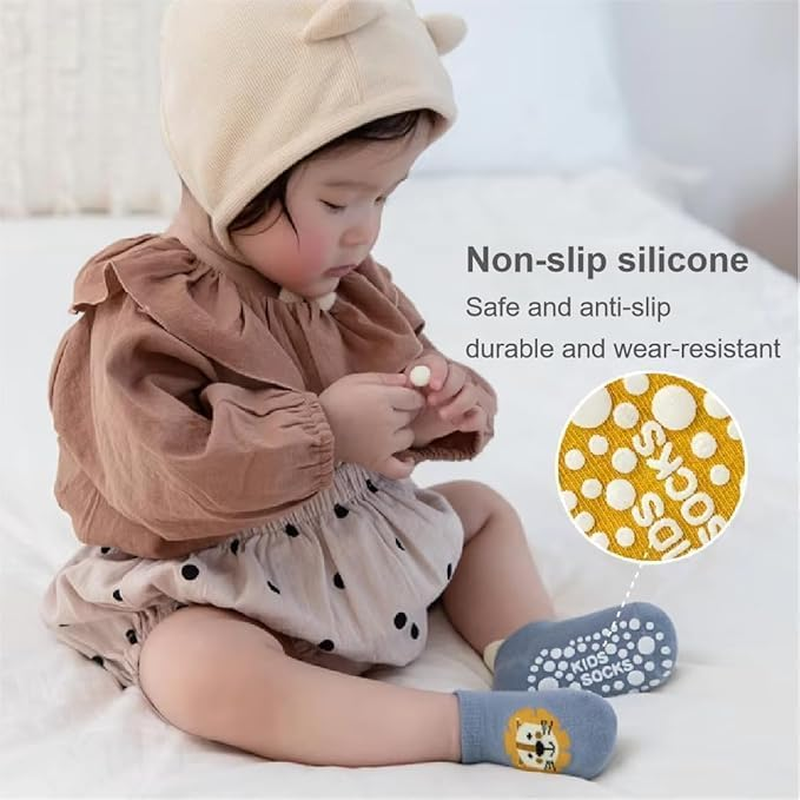 6 Pairs Non Slip Grip Ankle Boys and Girls Socks with Non Skid for Babies Toddlers and Kids Back to School, Breathable Low Cut anti Skid Socks for 1-3 Years Old Boys Girls Baby Newborn Infants Kids image number 1