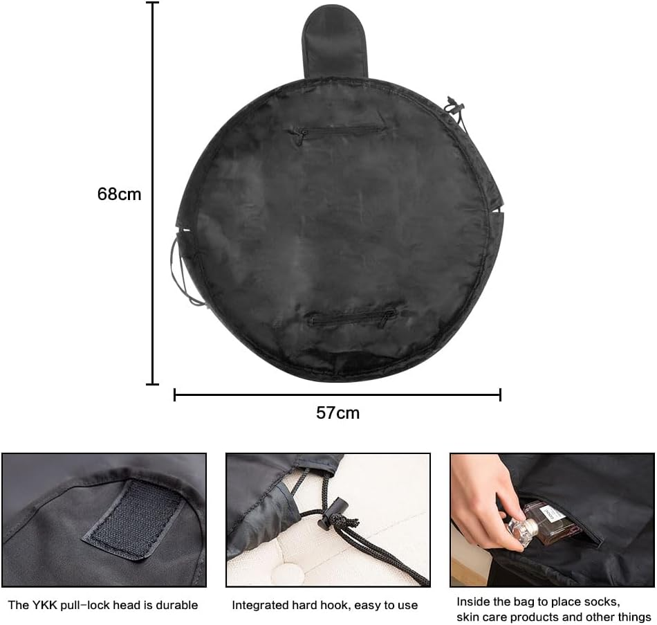 JZS Lazy Makeup Toiletry Bag, Drawstring Cosmetic Makeup Bag Organizer Portable Quick Pack Toiletry Bag for Travel, Gifts, and Daily Use(Flower and Black) image number 1