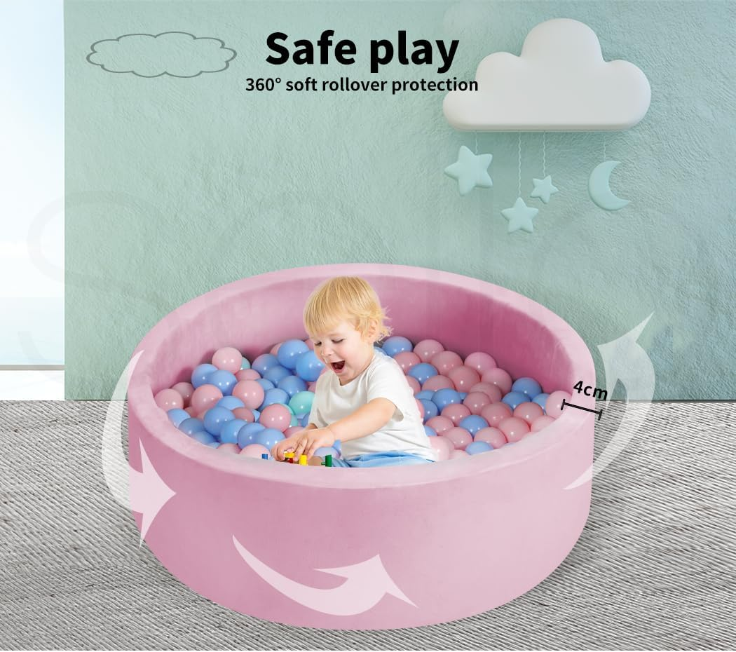 Bopeep Kids Ocean Balls Pit Baby Play Tent Playpen Mat Foam Pool Barrier Toy Padding Soft Child Fence (Pink-Without Balls) image number 6