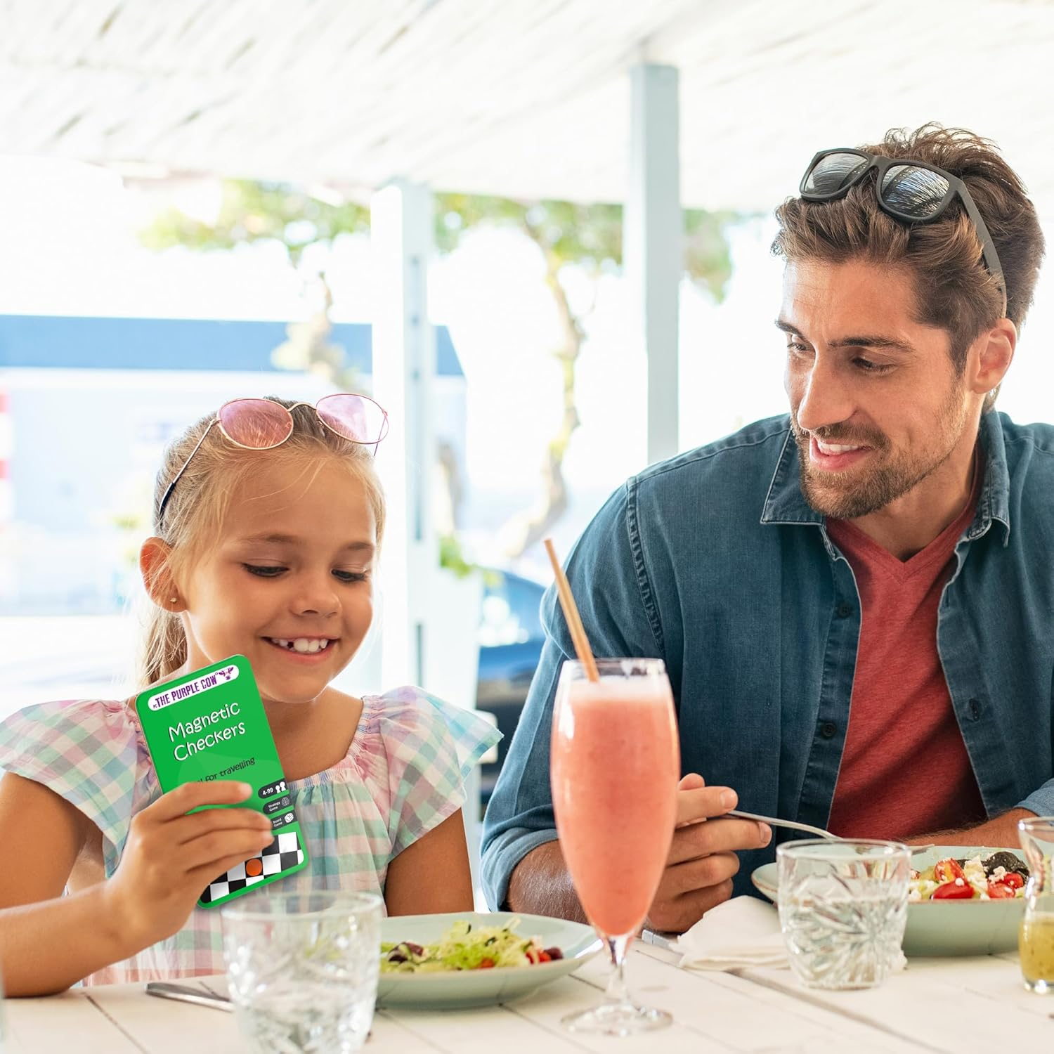 Purple Cow Checkers Magnetic Travel Game image number 2